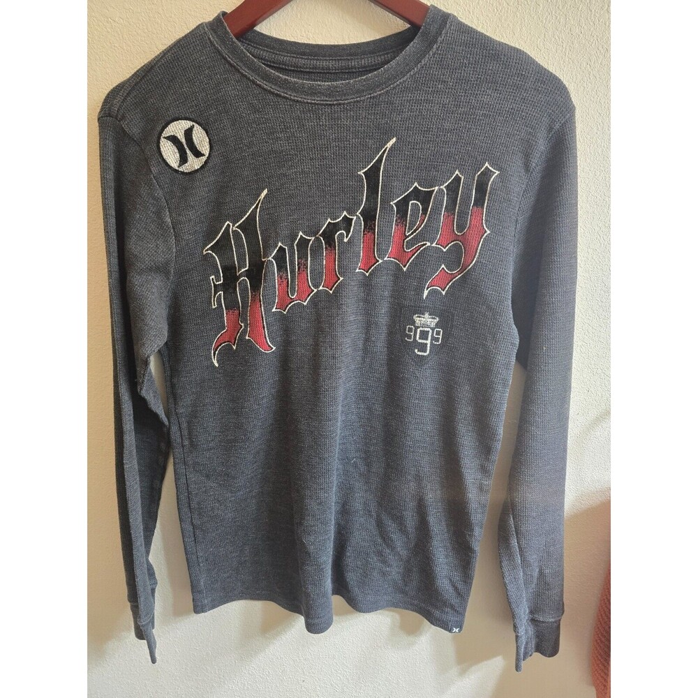 Hurley Gray Waffle Knit Thermal Long Sleeve Shirt Buckle Exclusive Size‎ Small